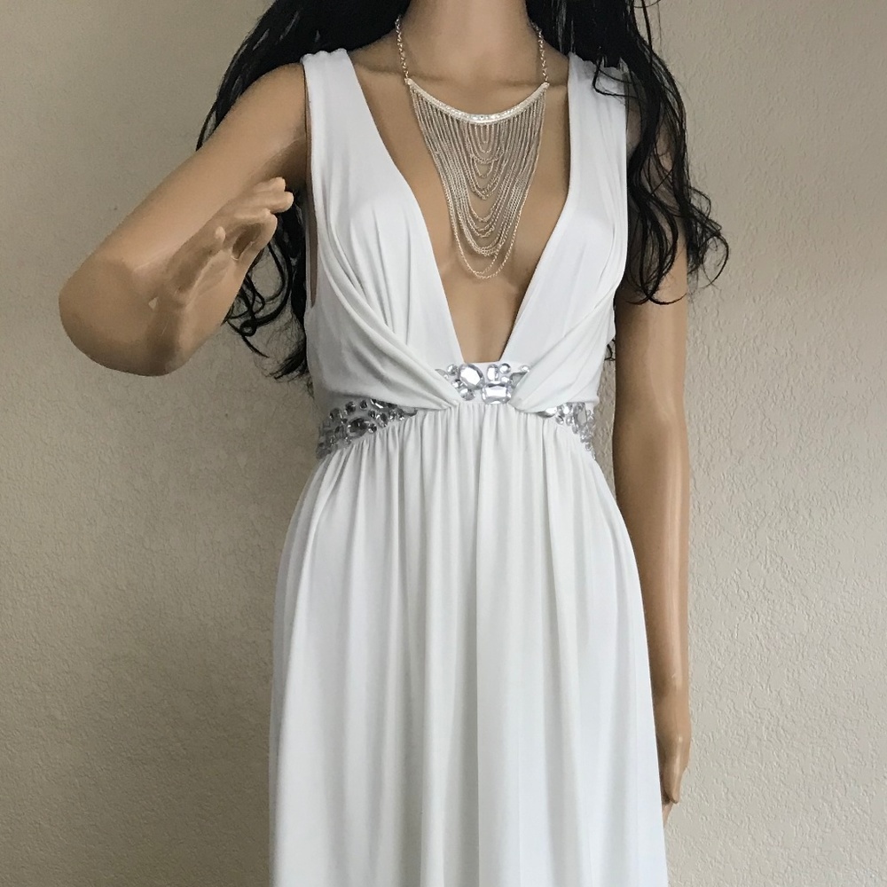 Sexy White Rhinestones Formal Bebe Dress